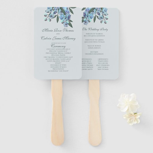 ブルーフローラデルフィニウムブーケ ハンドファン (正面&裏面)