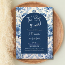 ブルーフローラトイル50th誕生日Chinoiserie