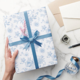 ブルーフローラトイル ラッピングペーパー
