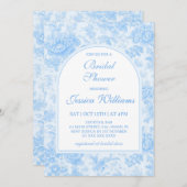 ブルーフローラトイレブライダルシャワー招待 招待状 (正面/裏面)