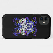 ブルーフローラトリプルシュガースカルデイオブザデッド Case-Mate iPhoneケース (裏面(横))