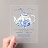 ブルーフローラトワールブライダルシャワー 澄ん アクリル招待状 (インサイチュ (ポータブル))