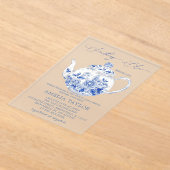 ブルーフローラトワールブライダルシャワー 澄ん アクリル招待状 (レイダウン)