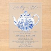 ブルーフローラトワールブライダルシャワー 澄ん アクリル招待状 (正面)