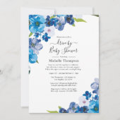 ブルーフローラドライブの色合いブライダルまたはベビーシャワー 招待状 (正面)