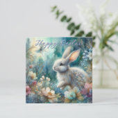 ブルーフローラハッピーイースターウォーターカラーバニー シーズンカード (スタンド正面)