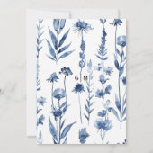 ブルーフローラハバルヴィンテージウォーター結婚カラー 招待状 (裏面)