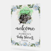 ブルーフローラハロウィーン赤ちゃんシャワー歓迎サイン アクリルサイン (傾斜)