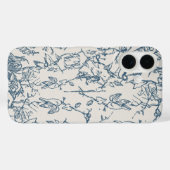 ブルーフローラハンドドローンスケッチ風iPhone/iPadケース Case-Mate iPhoneケース (裏面 (横))