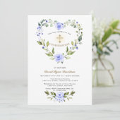 ブルーフローラハートフレームクロスボーイ確認 招待状 (スタンド正面)