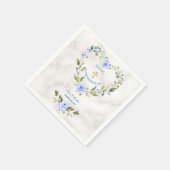 ブルーフローラハート金ゴールド大理石ボーイ確認 スタンダードカクテルナプキン (角)