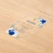 ブルーフローラバウティゾスペインのアクリル招待状 アクリル招待状 (レイダウン)