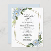 ブルーフローラバジェット結婚お祝い招待状 (正面/裏面)