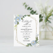 ブルーフローラバジェット結婚お祝い招待状 (スタンド正面)
