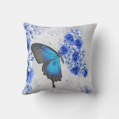 ブルーフローラバタフライスクエアピロー クッション (裏面)