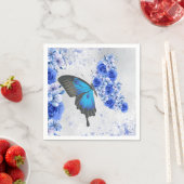 ブルーフローラバタフライ紙ナプキンス スタンダードカクテルナプキン (インサイチュ)