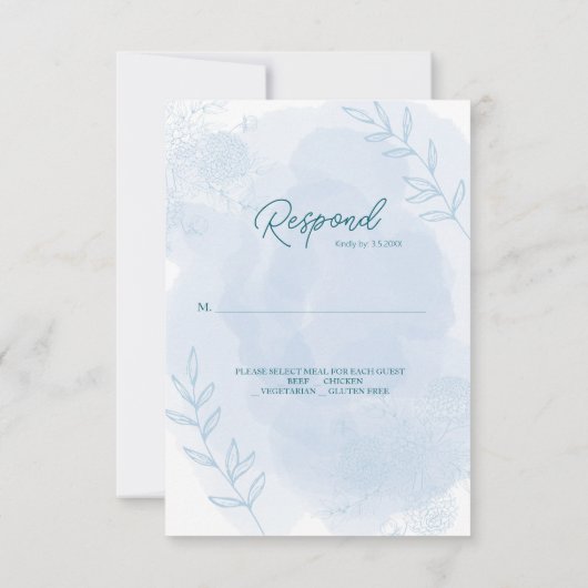 ブルーフローラバプテクラシックィス – エレガントと 出欠カード (裏面)