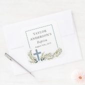 ブルーフローラバプテスステッカーラベル スクエアシール (封筒)