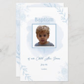 ブルーフローラバプテスマクラシックー – メニューエレガントとメニュー (正面/裏面)