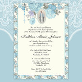 ブルーフローラバプテスマ《キリスト教》洗礼式や命名式ヴァージンメアリー 招待状