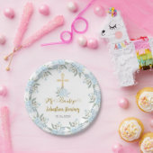 ブルーフローラバプテスマ ペーパープレート (パーティー)