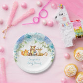 ブルーフローラバラウッドランドフォレストボーイベビーシャワー ペーパープレート (パーティー)