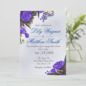 ブルーフローラバラグリーンリー結婚式招待状 招待状 (スタンド正面)