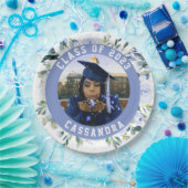 ブルーフローラバラ卒業写真 ペーパープレート (パーティー)