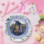 ブルーフローラバラ卒業写真 ペーパープレート (パーティー)