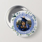 ブルーフローラバラ卒業写真 缶バッジ (正面&裏面)