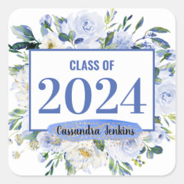 ブルーフローラバラ卒業年 スクエアシール