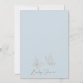 ブルーフローラバラ金ゴールドバタフライキスベビーシャワー 招待状 (裏面)