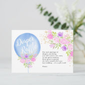 ブルーフローラバルーンおむつラッフルベビーシャワー エンクロージャーカード (スタンド正面)