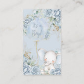 ブルーフローラバルーンエレファントベビーシャワーおむつ エンクロージャーカード (裏面)