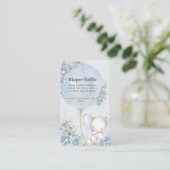ブルーフローラバルーンエレファントベビーシャワーおむつ エンクロージャーカード (スタンド正面)