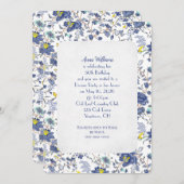 ブルーフローラバースデーパーティー招待状 招待状 (正面/裏面)