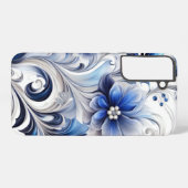 ブルーフローラパステルソフトデザイン SAMSUNG GALAXYケース (裏面横)