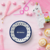 ブルーフローラパターン（の模様が）ある紙ボウル ペーパーボウル (パーティー)