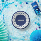 ブルーフローラパターン（の模様が）ある紙ボウル ペーパーボウル (パーティー)