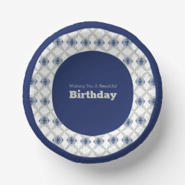 ブルーフローラパターン（の模様が）ある紙ボウル ペーパーボウル