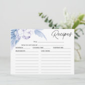 ブルーフローラパンパスパームブライダルシャワーレシピカード 招待状 (スタンド正面)