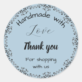 ブルーフローラビジネステッカー。 ラウンドシール