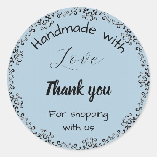 ブルーフローラビジネステッカー。 ラウンドシール (正面)