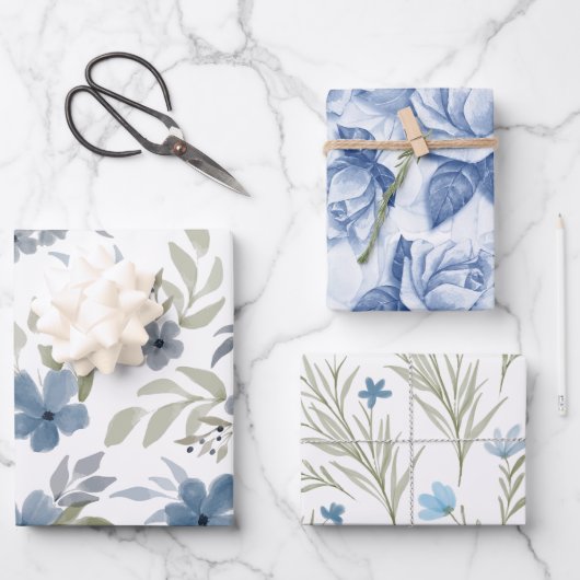 ブルーフローラビューティフルフラワーガーデン ラッピングペーパーシート (正面)