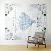 ブルーフローラピンクドレススウィート16背景 タペストリー (インサイチュ(横))