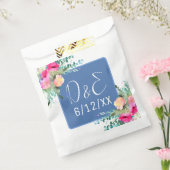 ブルーフローラピンクローズ結婚ブドパーソナライズされたズ フェイバーバッグ (封をした状態)