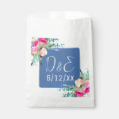 ブルーフローラピンクローズ結婚ブドパーソナライズされたズ フェイバーバッグ (正面)