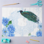 ブルーフローラピーコックティッシュペーパー 薄葉紙 (クラフト)