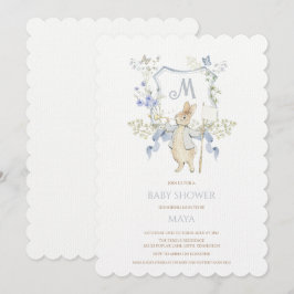 ブルーフローラピーターザラビットモノグラムベビースシャワー 招待状