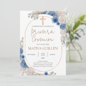 ブルーフローラファーストコミュニオンスペインの招待状 招待状 (スタンド正面)